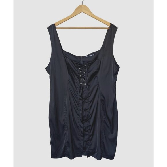 Y2K Corset Mini Dress 1X Satin Fairy Grunge Witchy Whimsigoth Vamp Lace Up - Picture 1 of 9